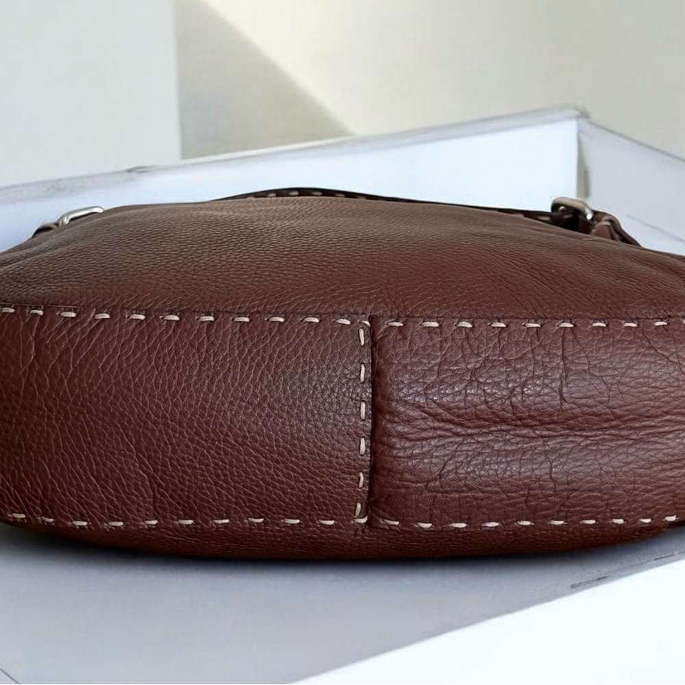 FENDI Selleria Grain Leather Hobo Bag with Contrast Stitching! COA Included! - Picture 5 of 16